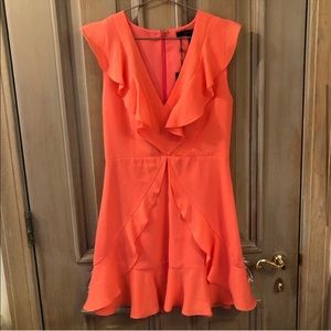BCBG Eleeza Ruffle Dress in Coral Reef
